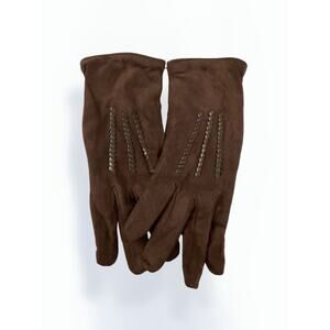 Luxury Italian Brown Suede leather Gloves – Cashmere Lined, Size 7.5